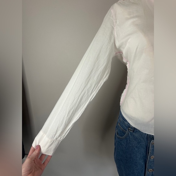 Y2K DOLLHOUSE Button Down Shirt Sequin Floral Cross Applique Preppy Western Sz M - Picture 5 of 15